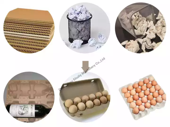 Materials of egg tray production